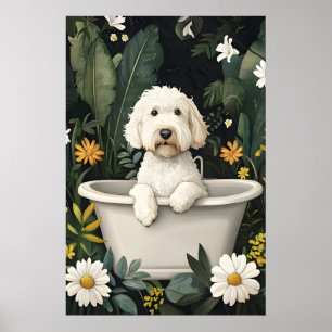 Soft Coated Wheaten Terrier In Bathtub Poster