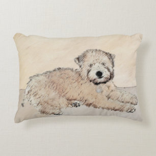 Soft Coated Wheaten Terrier Painting Original Art Accent Pillow