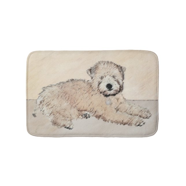 Soft Coated Wheaten Terrier Painting Original Art Bath Mat (Front)