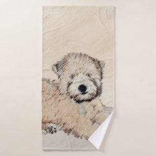 Soft Coated Wheaten Terrier Painting Original Art Bath Towel Set