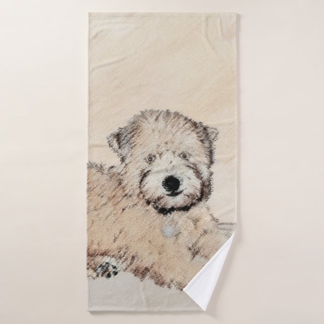 Soft Coated Wheaten Terrier Painting Original Art Bath Towel Set (Bath Towel)