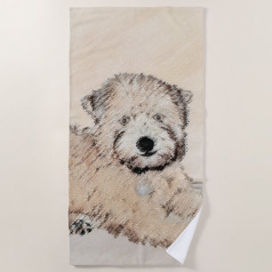 Soft Coated Wheaten Terrier Painting Original Art Beach Towel