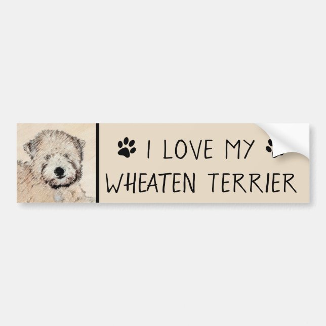 Soft Coated Wheaten Terrier Painting Original Art Bumper Sticker (Front)
