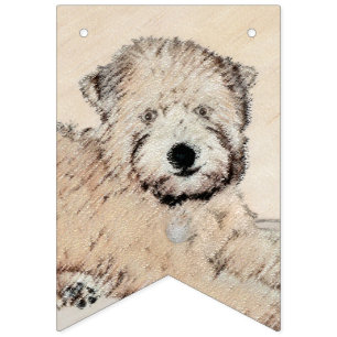 Soft Coated Wheaten Terrier Painting Original Art Bunting Flags