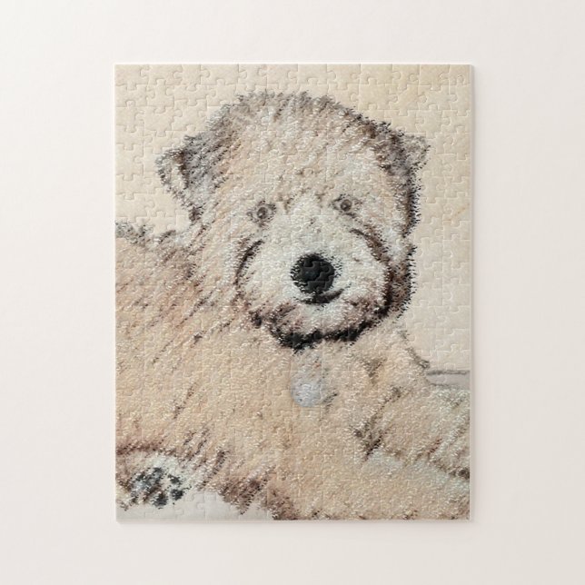 Soft Coated Wheaten Terrier Painting Original Art Jigsaw Puzzle (Vertical)