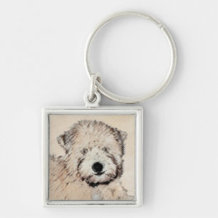 Soft Coated Wheaten Terrier Painting Original Art Keychain