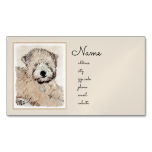 Soft Coated Wheaten Terrier Painting Original Art Magnetic Business Card