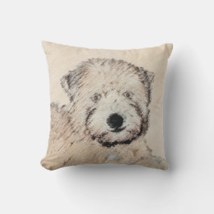 Soft Coated Wheaten Terrier Painting Original Art Outdoor Pillow