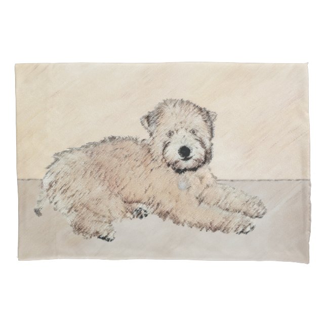 Soft Coated Wheaten Terrier Painting Original Art Pillowcase (Front)