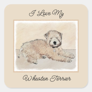 Soft Coated Wheaten Terrier Painting Original Art Square Sticker