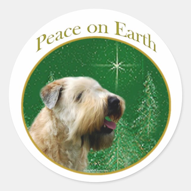 Soft Coated Wheaten Terrier Peace Classic Round Sticker (Front)
