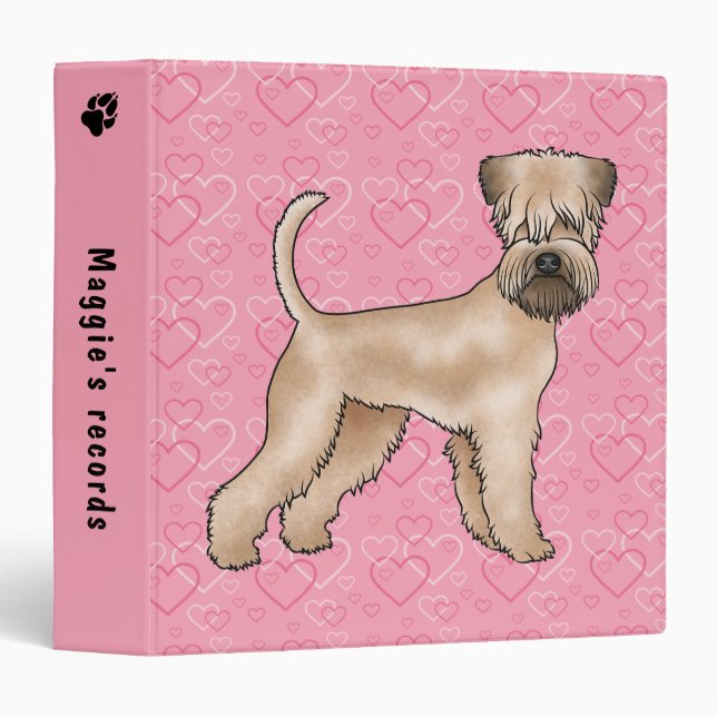 Soft-Coated Wheaten Terrier Pink Hearts And Text Binder (Front/Spine)