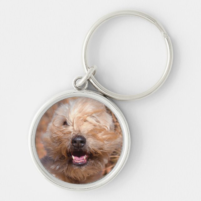 Soft Coated Wheaten Terrier portrait Keychain (Front)