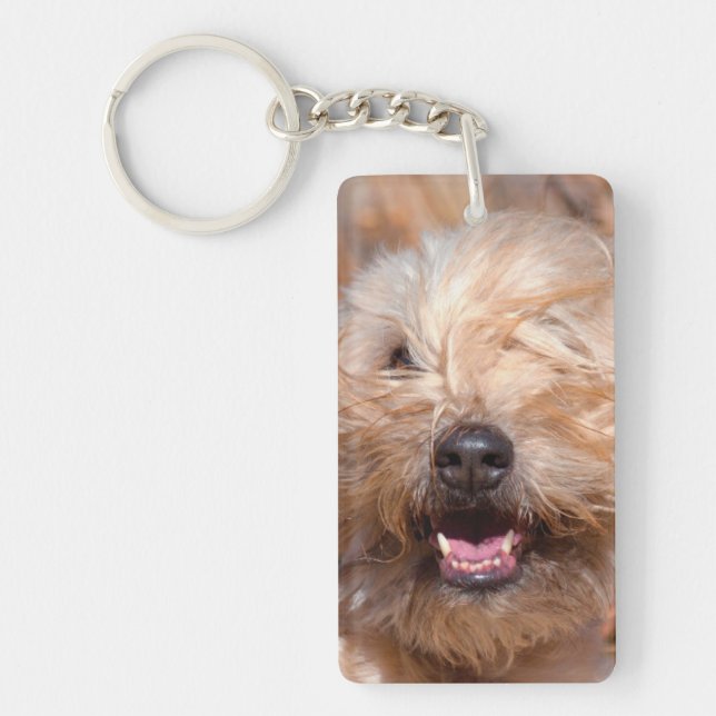 Soft Coated Wheaten Terrier portrait Keychain (Front)