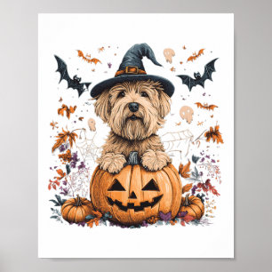 Soft Coated Wheaten Terrier Pumpkin Halloween Than Poster