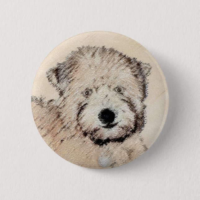 Soft-Coated Wheaten Terrier Puppy Painting Dog Art 2 Inch Round Button (Front)