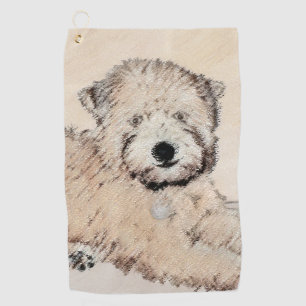 Soft-Coated Wheaten Terrier Puppy Painting Dog Art Golf Towel