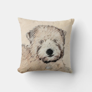 Soft-Coated Wheaten Terrier Puppy Painting Dog Art Throw Pillow