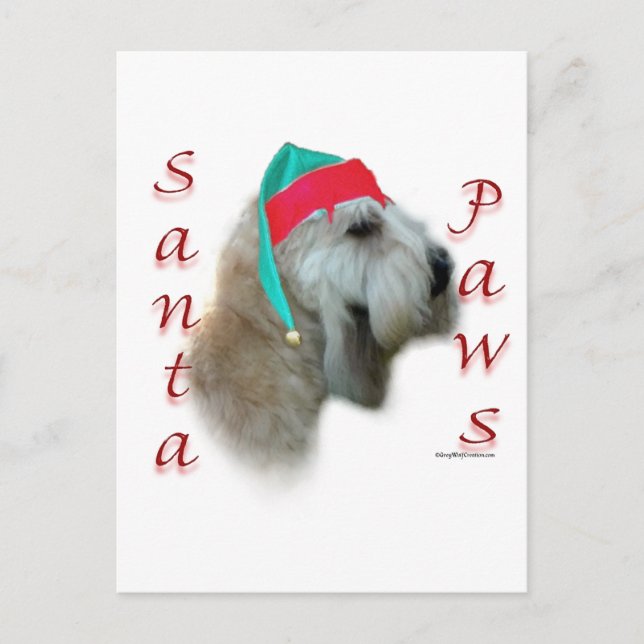 Soft Coated Wheaten Terrier Santa Paws Holiday Postcard (Front)