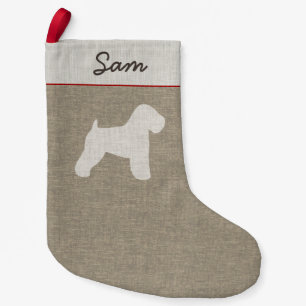Soft Coated Wheaten Terrier Silhouette with Text Small Christmas Stocking