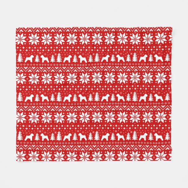 Soft Coated Wheaten Terrier Silhouettes Christmas Fleece Blanket (Front (Horizontal))