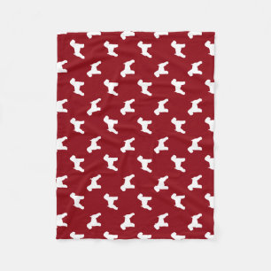 Soft Coated Wheaten Terrier Silhouettes Red Fleece Blanket
