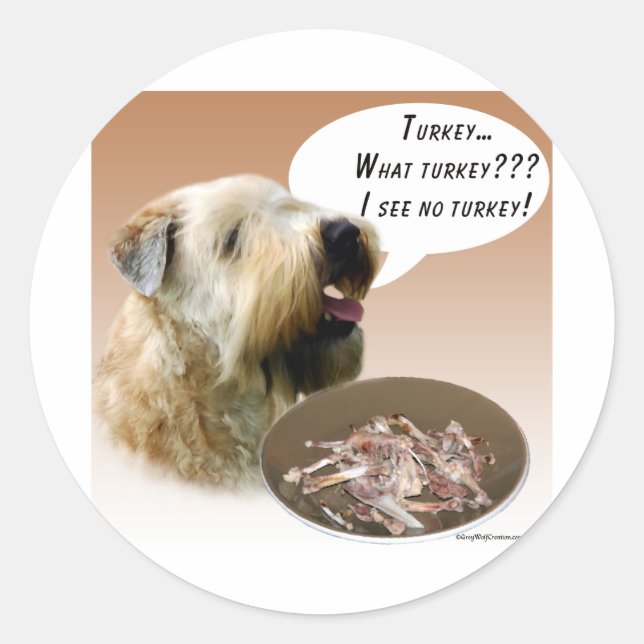 Soft Coated Wheaten Terrier Turkey Classic Round Sticker (Front)