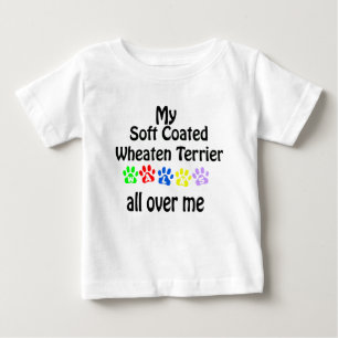 Soft Coated Wheaten Terrier Walks Design Baby T-Shirt