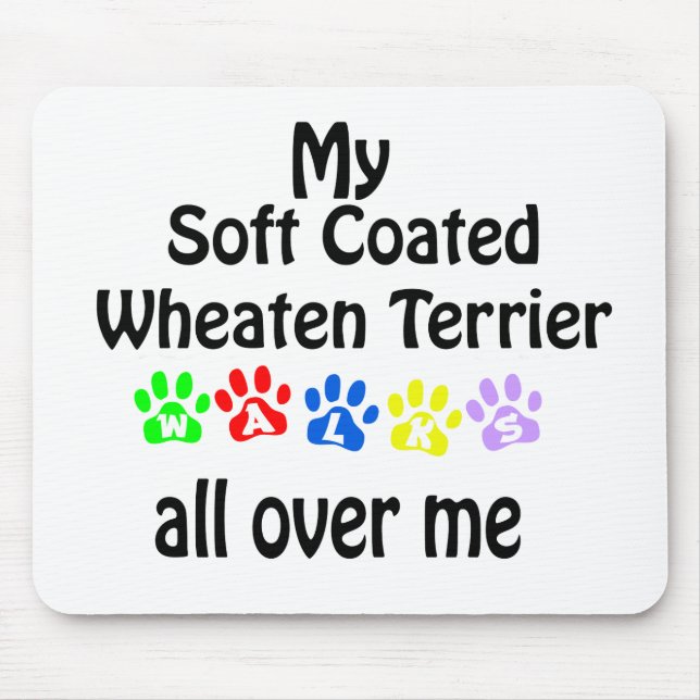 Soft Coated Wheaten Terrier Walks Design Mouse Pad (Front)