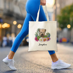 Soft-Coated Wheaten Terrier With Flowers And Name Tote Bag
