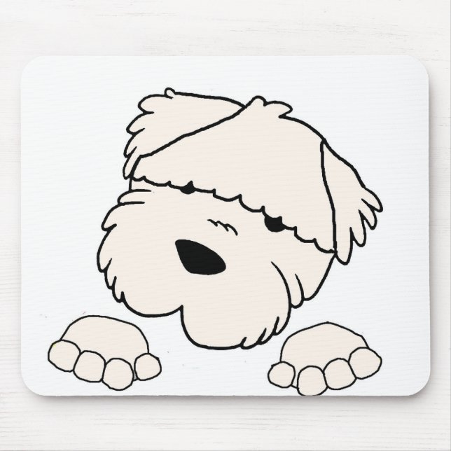 soft coated wheten terrier peeking mouse pad (Front)