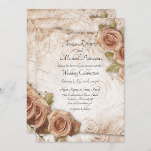 Soft Colored Roses Wedding Invitation
