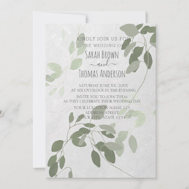 Soft Colors Sage Mint Green INVITATION (Front)