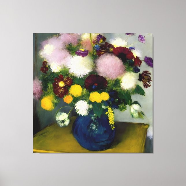 Soft Colour Flower Bouquet Art Canvas Print (Front)