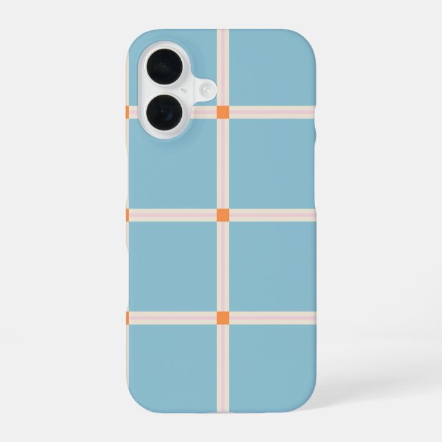 Soft Colour Grid Pattern with Warm Accent Minimal iPhone 16 Case (Back)