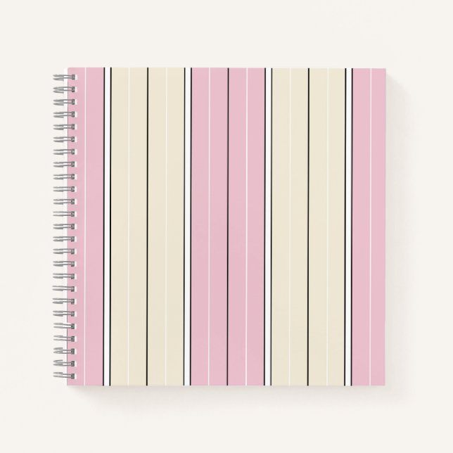 Soft Colour Vertical Stripe Pattern Design Notebook (Front)