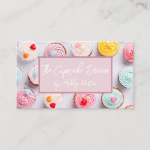 soft coloured cupcakes bakery  business card