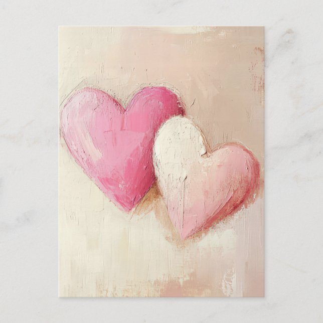 Soft coloured Hearts  Valentine's Greeting Postcard (Front)