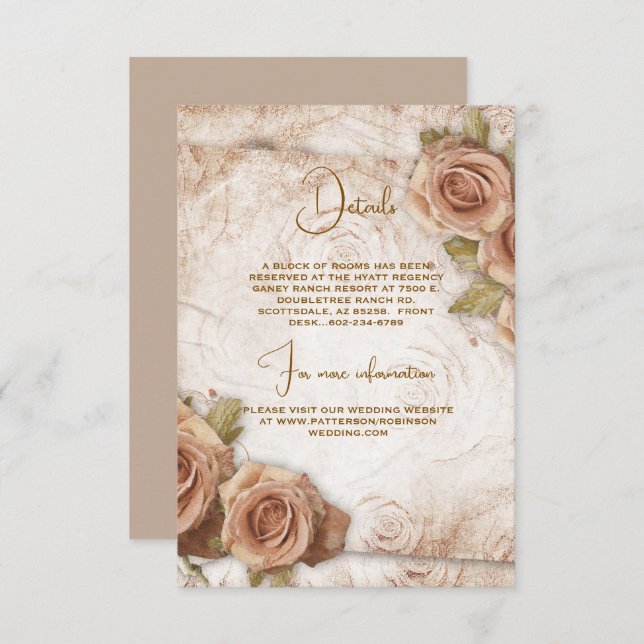 Soft Coloured Roses Wedding  Enclosure Card (Front/Back)