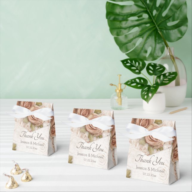 Soft Coloured Roses Wedding Favor Box (Multiple)