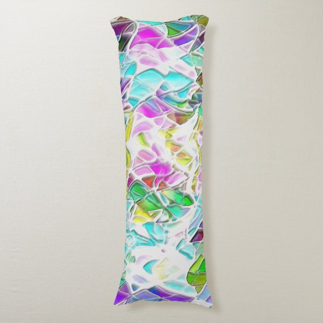 Soft coloured shapes over milk stew body pillow (Front Vertical)
