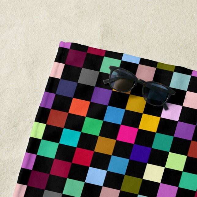 Soft Colourful Chequered Pattern Design Beach Towel (In Situ)