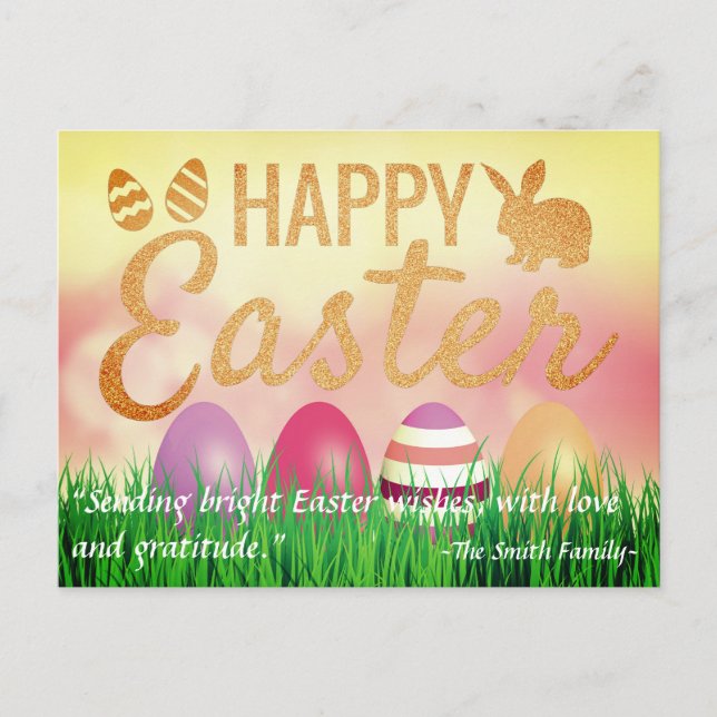 Soft Colourful Happy Easter with Eggs Personalized Postcard (Front)