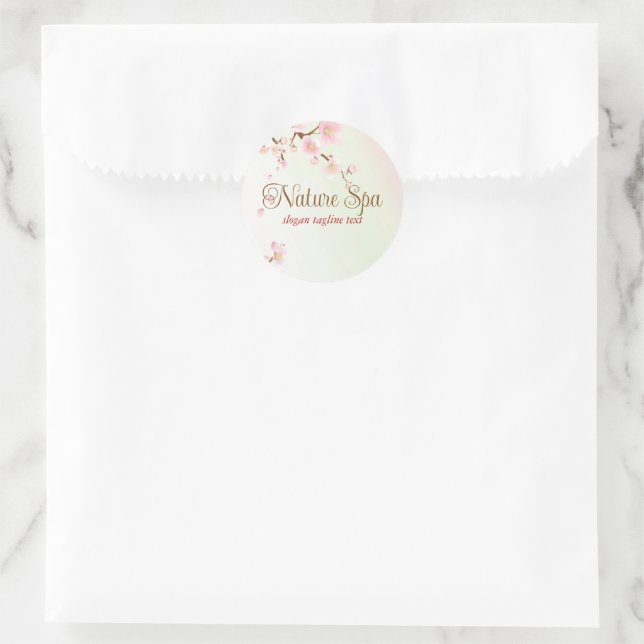 Soft colours cherry blossom background Nature Spa Classic Round Sticker (Bag)