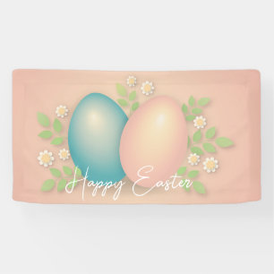 Soft colours easter egg and spring daisy flowers  banner
