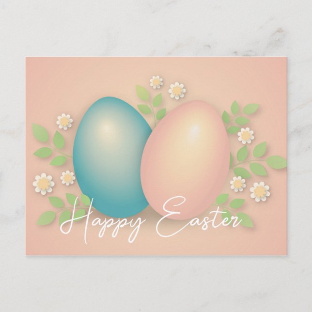 Soft colours easter egg and spring daisy flowers  postcard (Front)