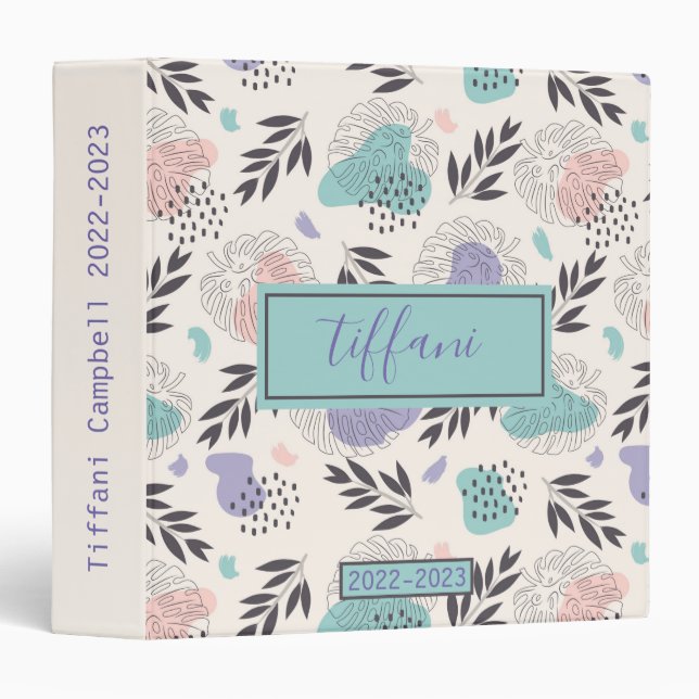 Soft Colours Monstera Leaves Binder (Front/Spine)