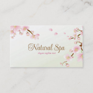 Soft Colours Pink Cherry Blossom Natural Spa Business Card