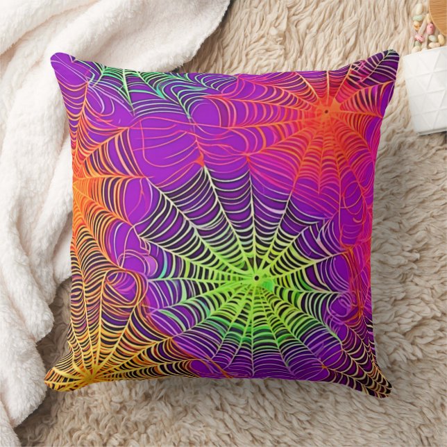 Soft Colours: Spiderweb Art Throw Pillow (Blanket)