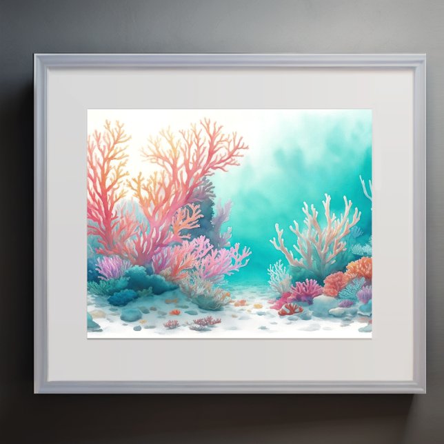 Soft Colours Underwater Coral Reef 5:4 Poster (Creator Uploaded)